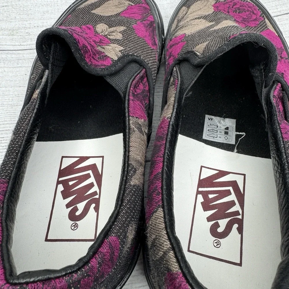 Vans Anaheim Factory Classic Slip-On Roses Shoes Black‎ Red W6 M4.5